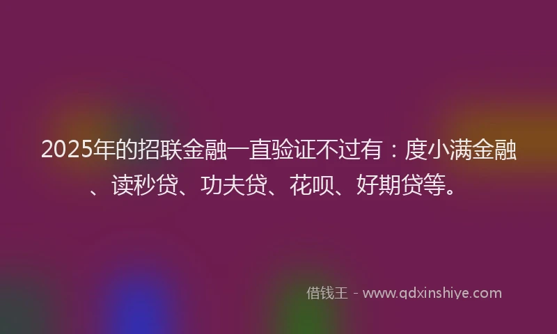 2025年的招联金融一直验证不过有：度小满金融、读秒贷、功夫贷、花呗、好期贷等。