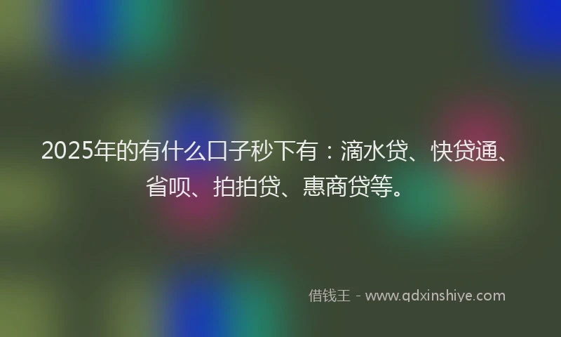 2025年的有什么口子秒下有：滴水贷、快贷通、省呗、拍拍贷、惠商贷等。