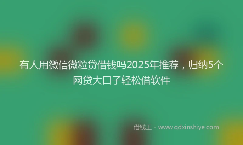 有人用微信微粒贷借钱吗2025年推荐，归纳5个网贷大口子轻松借软件