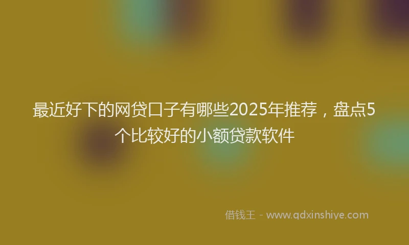 最近好下的网贷口子有哪些2025年推荐，盘点5个比较好的小额贷款软件