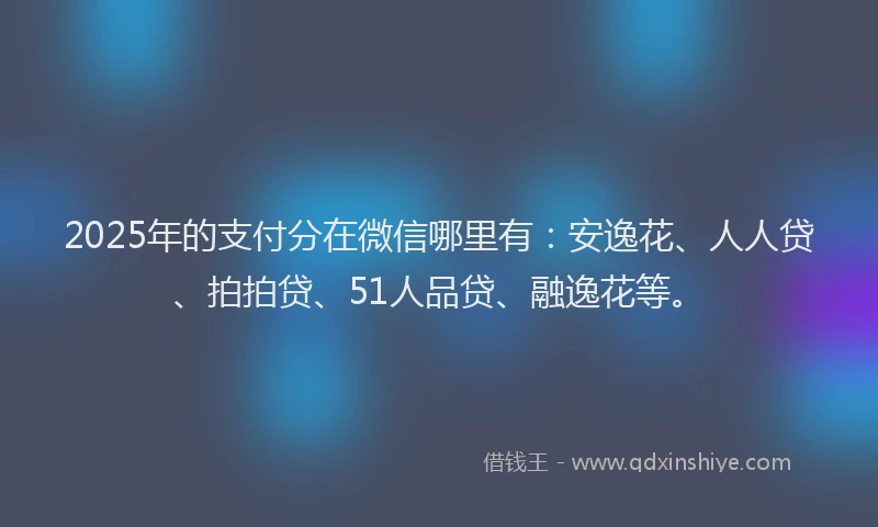 2025年的支付分在微信哪里有：安逸花、人人贷、拍拍贷、51人品贷、融逸花等。