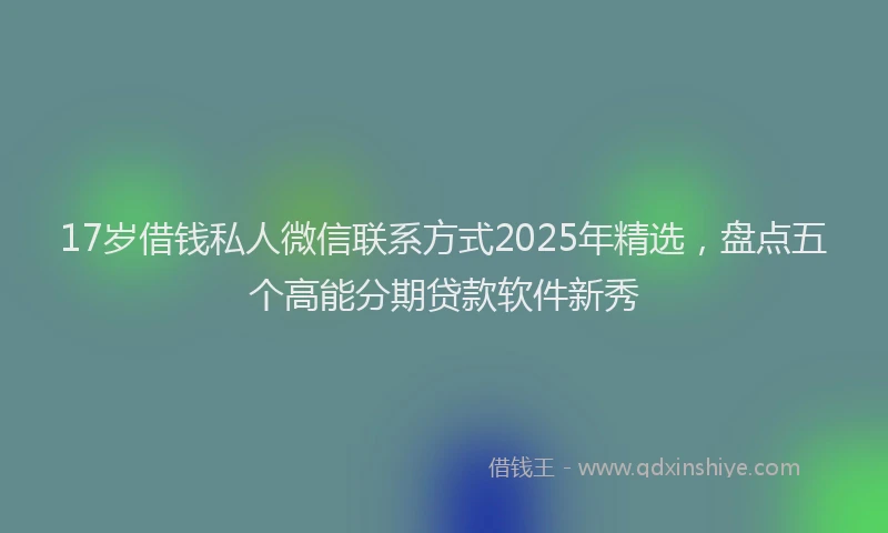 17岁借钱私人微信联系方式2025年精选，盘点五个高能分期贷款软件新秀