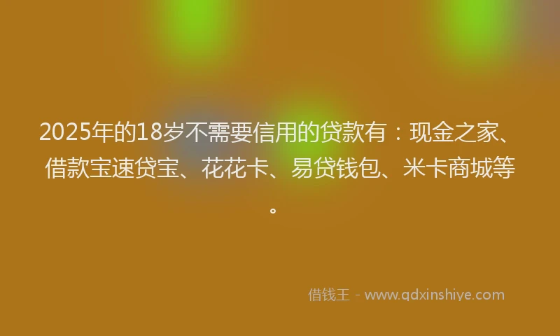 2025年的18岁不需要信用的贷款有：现金之家、借款宝速贷宝、花花卡、易贷钱包、米卡商城等。