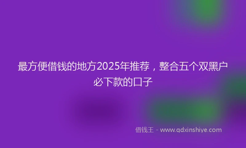 最方便借钱的地方2025年推荐，整合五个双黑户必下款的口子