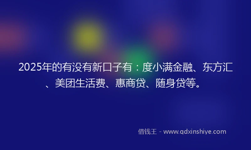 2025年的有没有新口子有：度小满金融、东方汇、美团生活费、惠商贷、随身贷等。