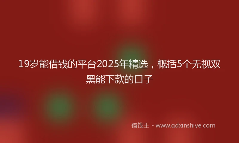 19岁能借钱的平台2025年精选，概括5个无视双黑能下款的口子