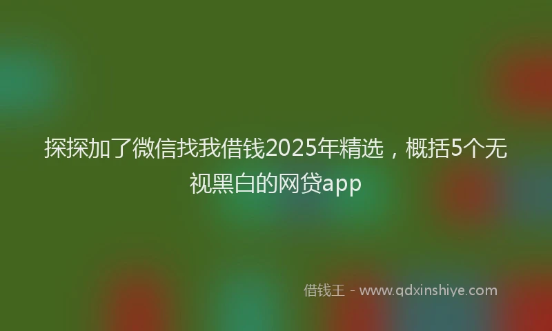 探探加了微信找我借钱2025年精选，概括5个无视黑白的网贷app