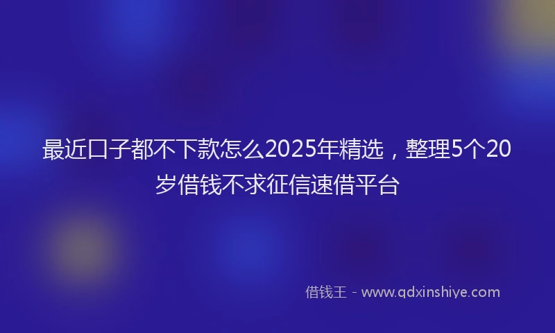 最近口子都不下款怎么2025年精选，整理5个20岁借钱不求征信速借平台