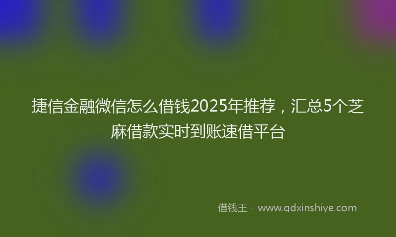 捷信金融微信怎么借钱2025年推荐，汇总5个芝麻借款实时到账速借平台