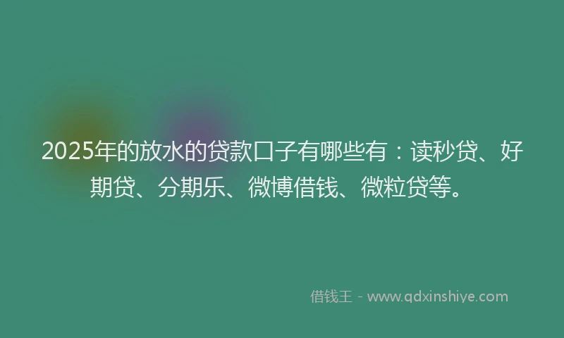 2025年的放水的贷款口子有哪些有：读秒贷、好期贷、分期乐、微博借钱、微粒贷等。
