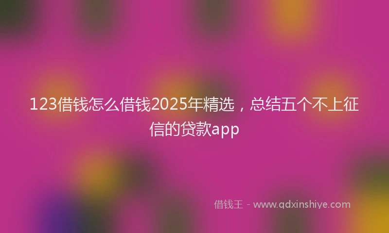 123借钱怎么借钱2025年精选，总结五个不上征信的贷款app