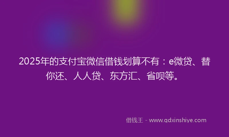 2025年的支付宝微信借钱划算不有：e微贷、替你还、人人贷、东方汇、省呗等。