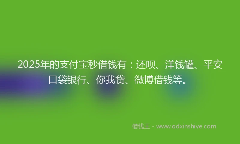 2025年的支付宝秒借钱有：还呗、洋钱罐、平安口袋银行、你我贷、微博借钱等。
