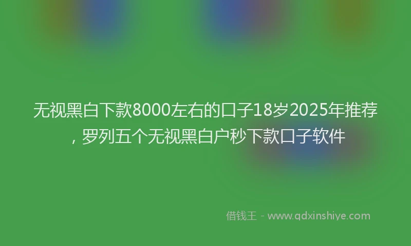 无视黑白下款8000左右的口子18岁2025年推荐，罗列五个无视黑白户秒下款口子软件