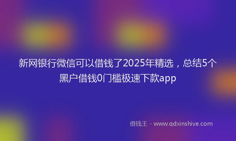 新网银行微信可以借钱了2025年精选，总结5个黑户借钱0门槛极速下款app