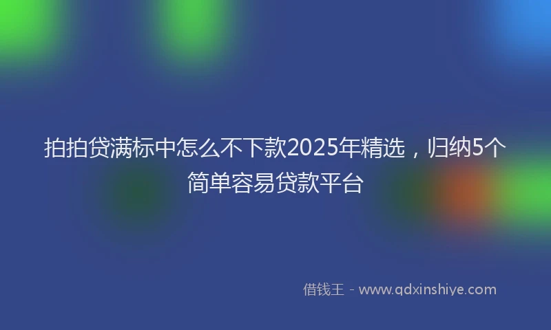 拍拍贷满标中怎么不下款2025年精选，归纳5个简单容易贷款平台