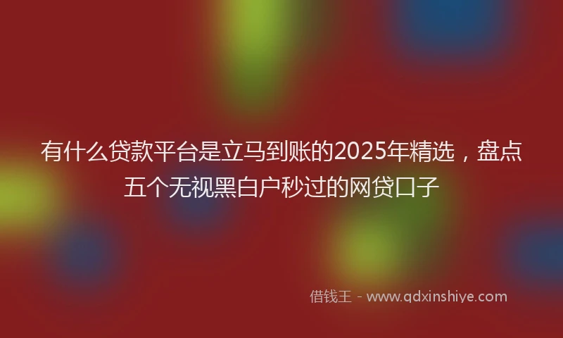 有什么贷款平台是立马到账的2025年精选，盘点五个无视黑白户秒过的网贷口子