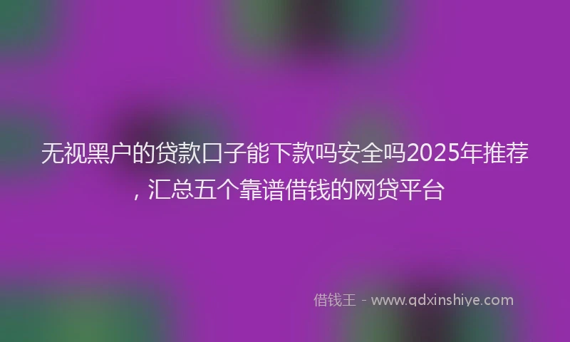 无视黑户的贷款口子能下款吗安全吗2025年推荐，汇总五个靠谱借钱的网贷平台