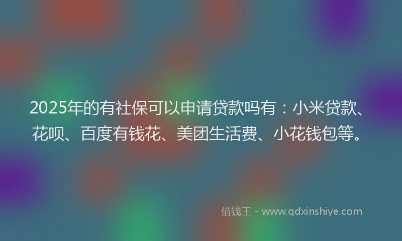 2025年的有社保可以申请贷款吗有：小米贷款、花呗、百度有钱花、美团生活费、小花钱包等。
