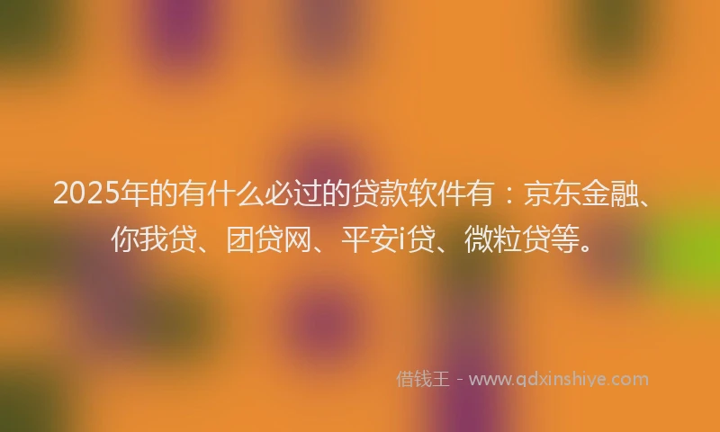 2025年的有什么必过的贷款软件有：京东金融、你我贷、团贷网、平安i贷、微粒贷等。