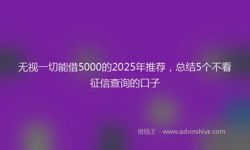 无视一切能借5000的2025年推荐，总结5个不看征信查询的口子
