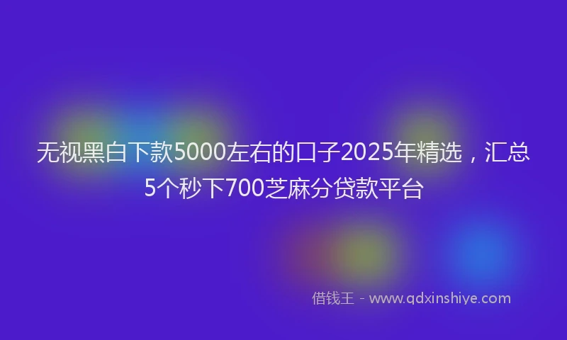 无视黑白下款5000左右的口子2025年精选，汇总5个秒下700芝麻分贷款平台