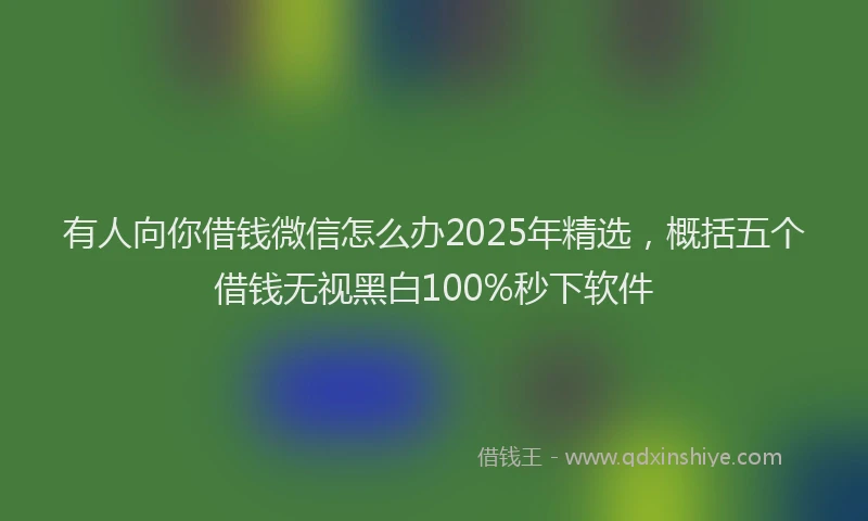 有人向你借钱微信怎么办2025年精选，概括五个借钱无视黑白100%秒下软件