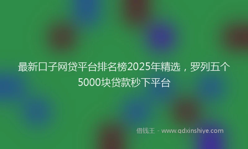 最新口子网贷平台排名榜2025年精选，罗列五个5000块贷款秒下平台