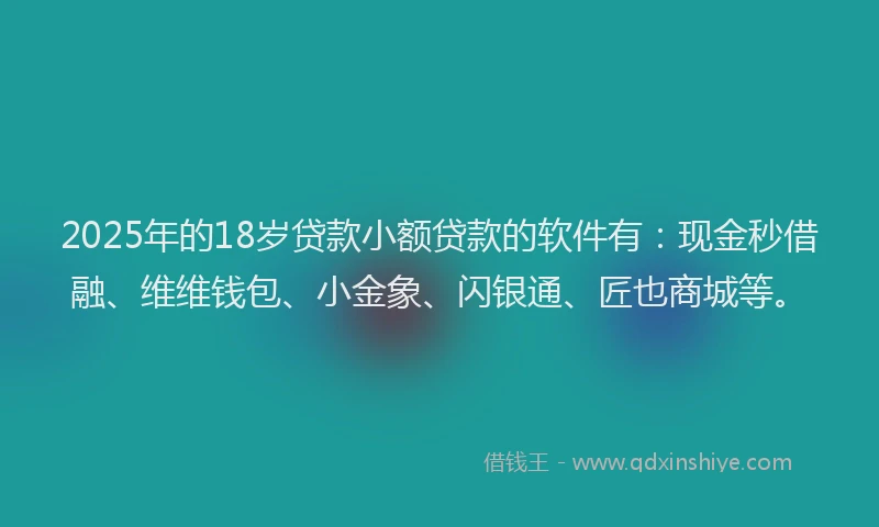 2025年的18岁贷款小额贷款的软件有：现金秒借融、维维钱包、小金象、闪银通、匠也商城等。