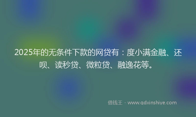 2025年的无条件下款的网贷有：度小满金融、还呗、读秒贷、微粒贷、融逸花等。