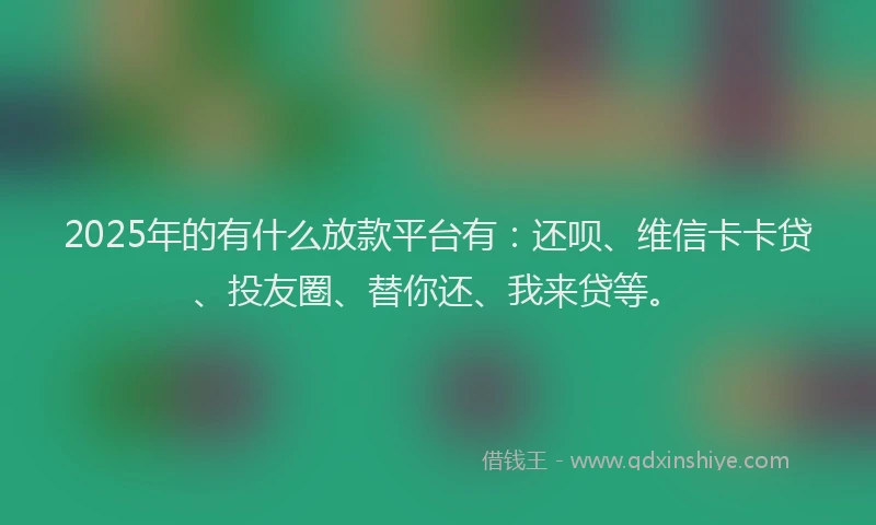 2025年的有什么放款平台有：还呗、维信卡卡贷、投友圈、替你还、我来贷等。