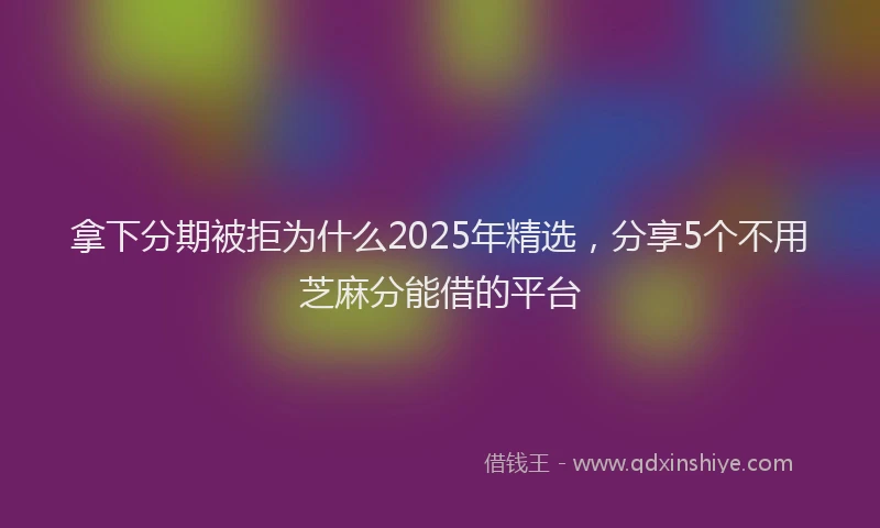 拿下分期被拒为什么2025年精选，分享5个不用芝麻分能借的平台