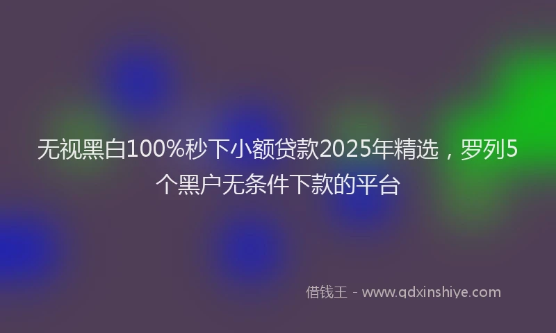 无视黑白100%秒下小额贷款2025年精选，罗列5个黑户无条件下款的平台
