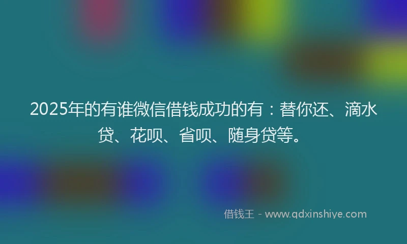 2025年的有谁微信借钱成功的有：替你还、滴水贷、花呗、省呗、随身贷等。