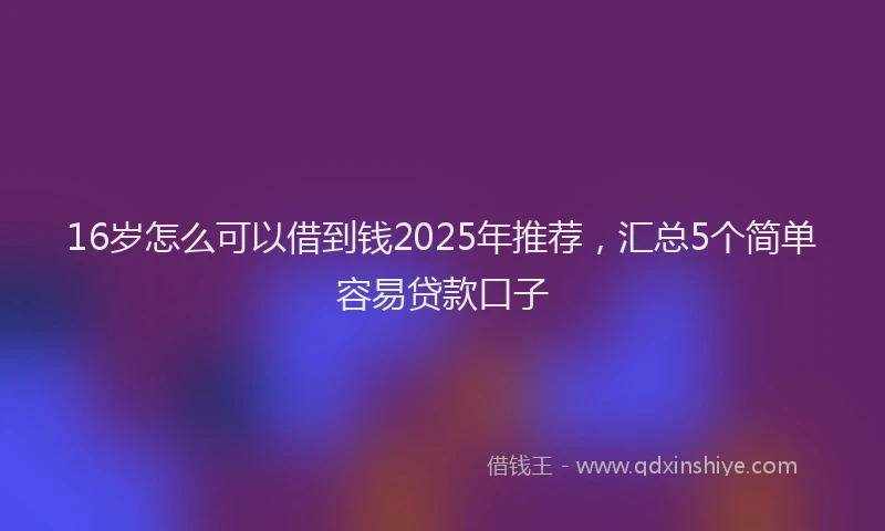 16岁怎么可以借到钱2025年推荐，汇总5个简单容易贷款口子