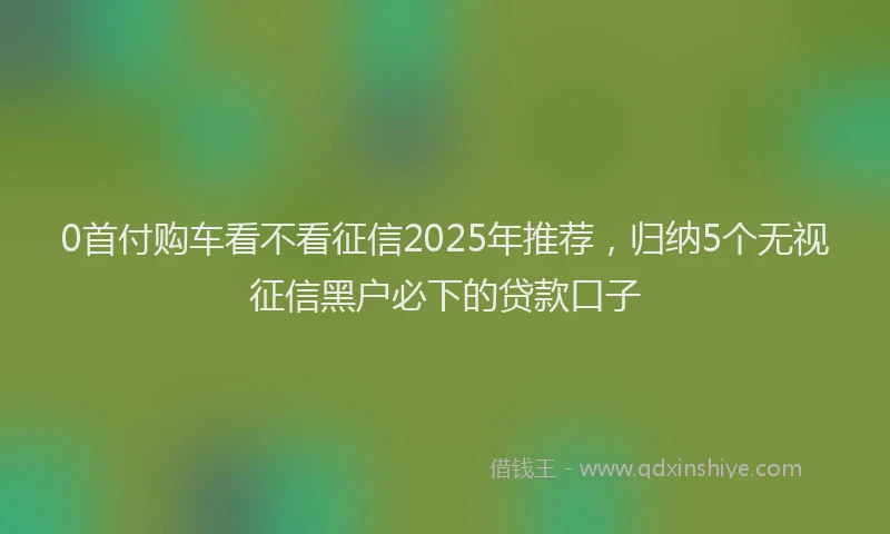 0首付购车看不看征信2025年推荐，归纳5个无视征信黑户必下的贷款口子