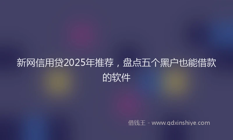 新网信用贷2025年推荐，盘点五个黑户也能借款的软件