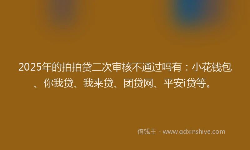 2025年的拍拍贷二次审核不通过吗有：小花钱包、你我贷、我来贷、团贷网、平安i贷等。