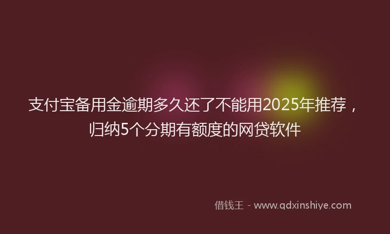 支付宝备用金逾期多久还了不能用2025年推荐，归纳5个分期有额度的网贷软件