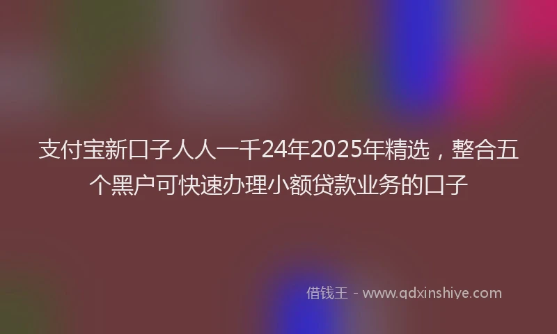 支付宝新口子人人一千24年2025年精选，整合五个黑户可快速办理小额贷款业务的口子