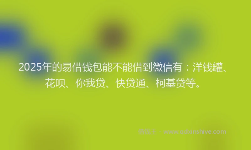 2025年的易借钱包能不能借到微信有：洋钱罐、花呗、你我贷、快贷通、柯基贷等。