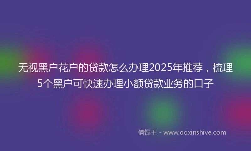 无视黑户花户的贷款怎么办理2025年推荐，梳理5个黑户可快速办理小额贷款业务的口子