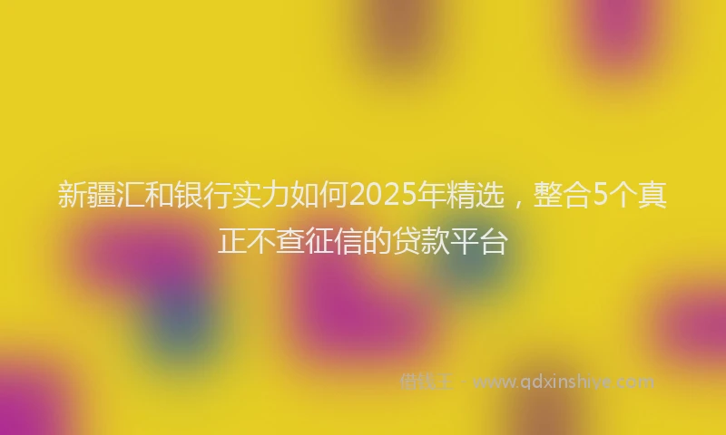 新疆汇和银行实力如何2025年精选，整合5个真正不查征信的贷款平台