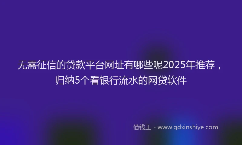 无需征信的贷款平台网址有哪些呢2025年推荐，归纳5个看银行流水的网贷软件