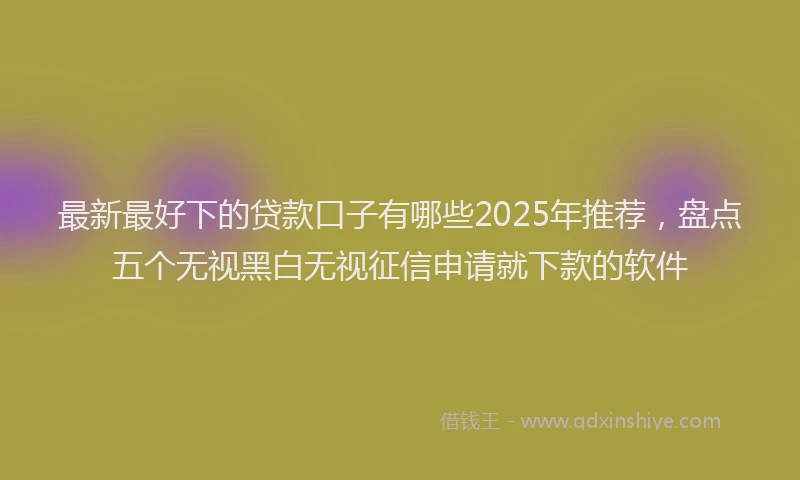 最新最好下的贷款口子有哪些2025年推荐，盘点五个无视黑白无视征信申请就下款的软件