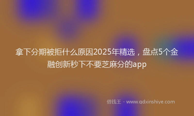 拿下分期被拒什么原因2025年精选，盘点5个金融创新秒下不要芝麻分的app