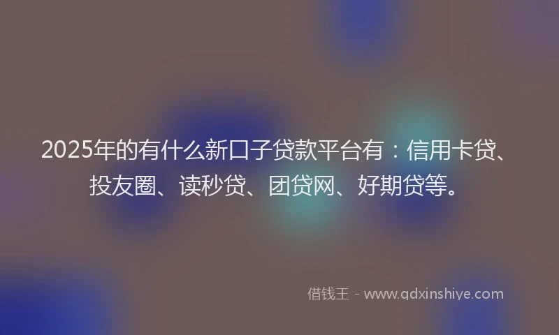 2025年的有什么新口子贷款平台有：信用卡贷、投友圈、读秒贷、团贷网、好期贷等。