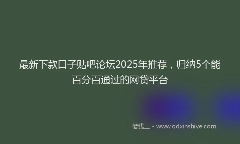最新下款口子贴吧论坛2025年推荐，归纳5个能百分百通过的网贷平台