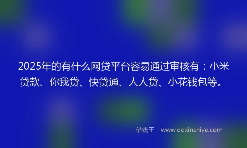 2025年的有什么网贷平台容易通过审核有：小米贷款、你我贷、快贷通、人人贷、小花钱包等。