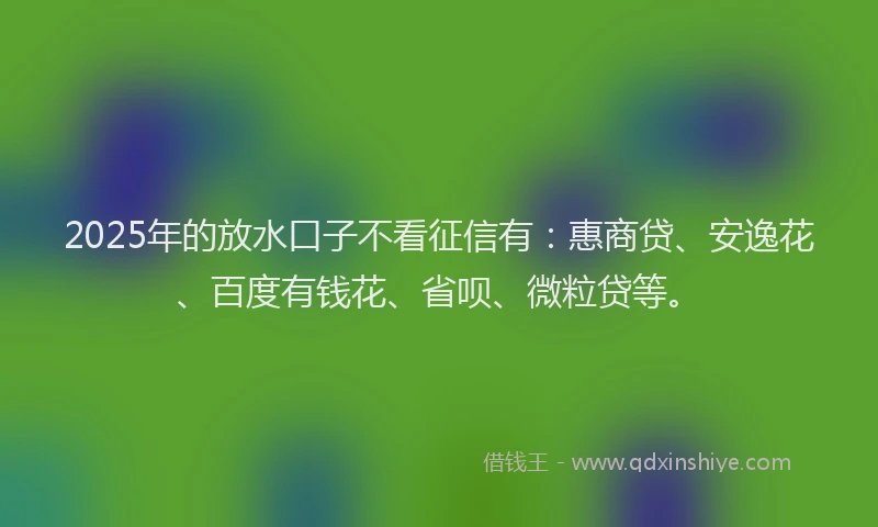 2025年的放水口子不看征信有：惠商贷、安逸花、百度有钱花、省呗、微粒贷等。